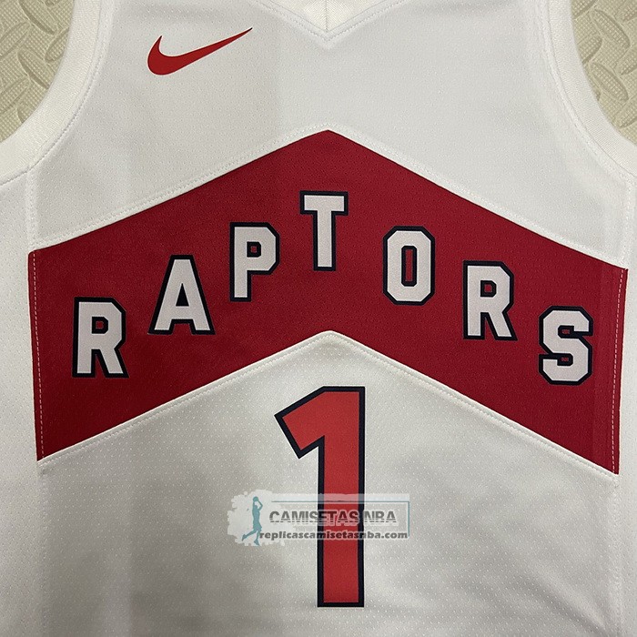 Camiseta Toronto Raptors Tracy Mcgrady NO 1 Association 2022-23 Blanco